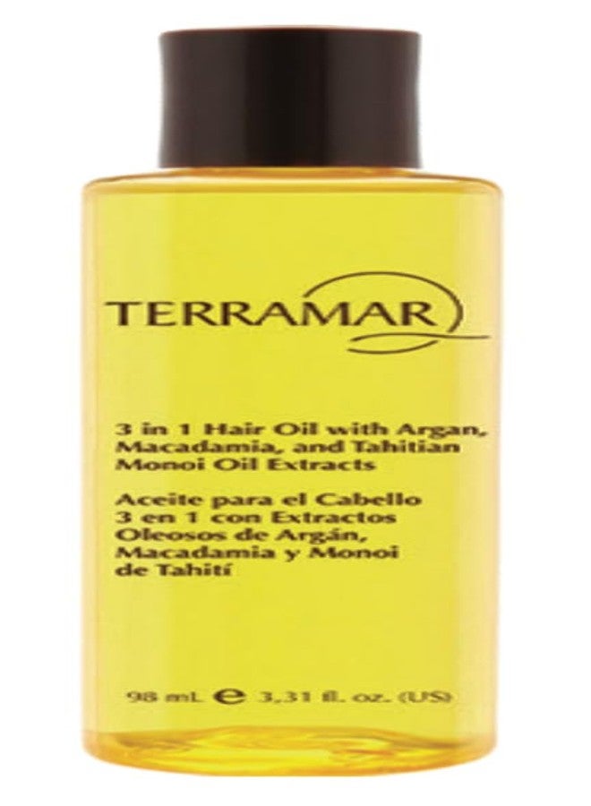 Terramar 3 in 1 Hair Oil (98ml / 3.31 fl Oz) - with Argan, Macadamia, Monoi - Nourishes, Smooths Frizz, Adds Shine, Lightweight for All Hair - Image 1